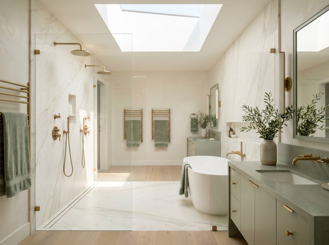 Marble Wet Room — La Jolla