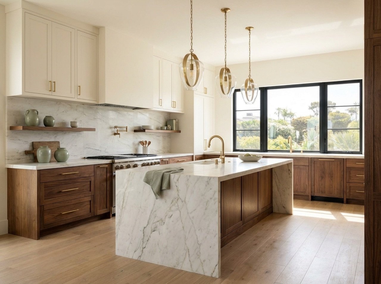 White & Walnut Kitchen — Del Mar